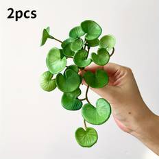 TEMU 2pcs Mini Artificial Succulent Leaves, Plastic Green Plant Tabletop Decor, Soft Glue Fake Plants For Home Decoration, Valentine's Day Non-electric Decorative Accents