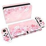 PlayVital Klistermärke för Nintendo Switch OLED,Anti-repor Skydds Hudklistermärke för Switch OLED,Skins Stickers Hud Skyddande för Switch OLED-Konsole & Joycon & Dock & Grip-Körsbärsblommor Kronblad