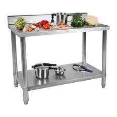Stålbord - 100 x 60 cm - m. bagkant