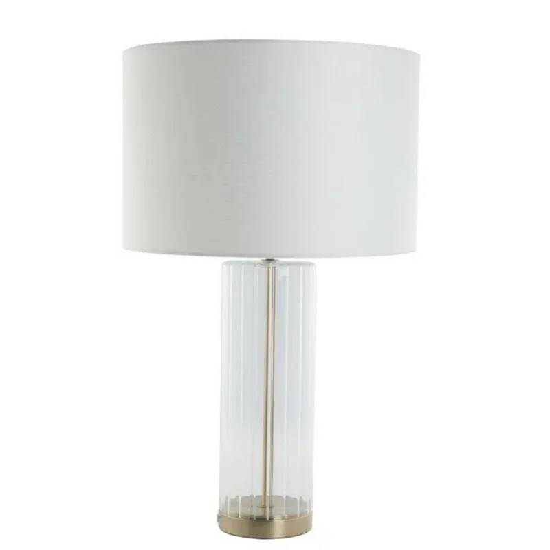 Stor glas bordlampe med messing top og bund uden skærm 63,5 cm Sarille Lene Bjerre.