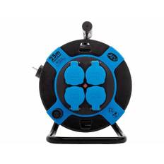 Kabeltrommel Kunststoff 25m, H05VV-F3G, schwarz-blau IP44