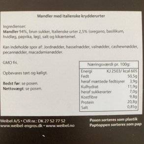 Mandler: Weibel roasted with Italian herbs - 100g.