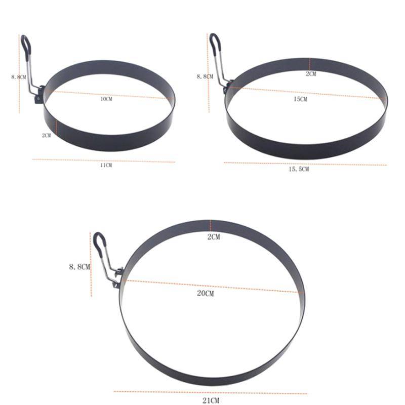 9/10/15/20Cm Pannkaksringform Metall Frityrform Äggform Non-Stick Äggkokningsring gray