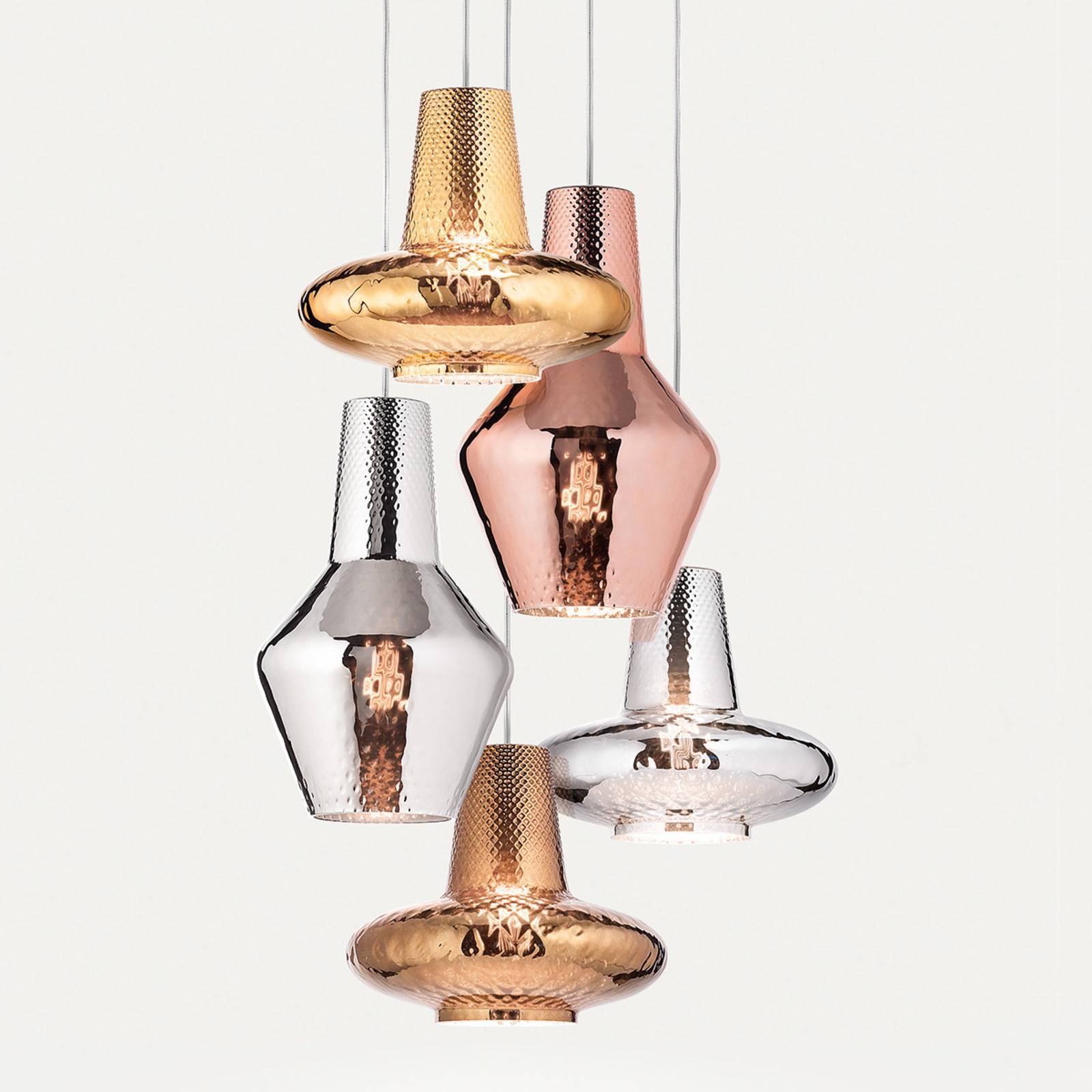 AILATI Glas pendellampa Giulietta, dimbar, Brun / mässing, Vardagsrum / matsal, Glas, Modern, Pendellampa