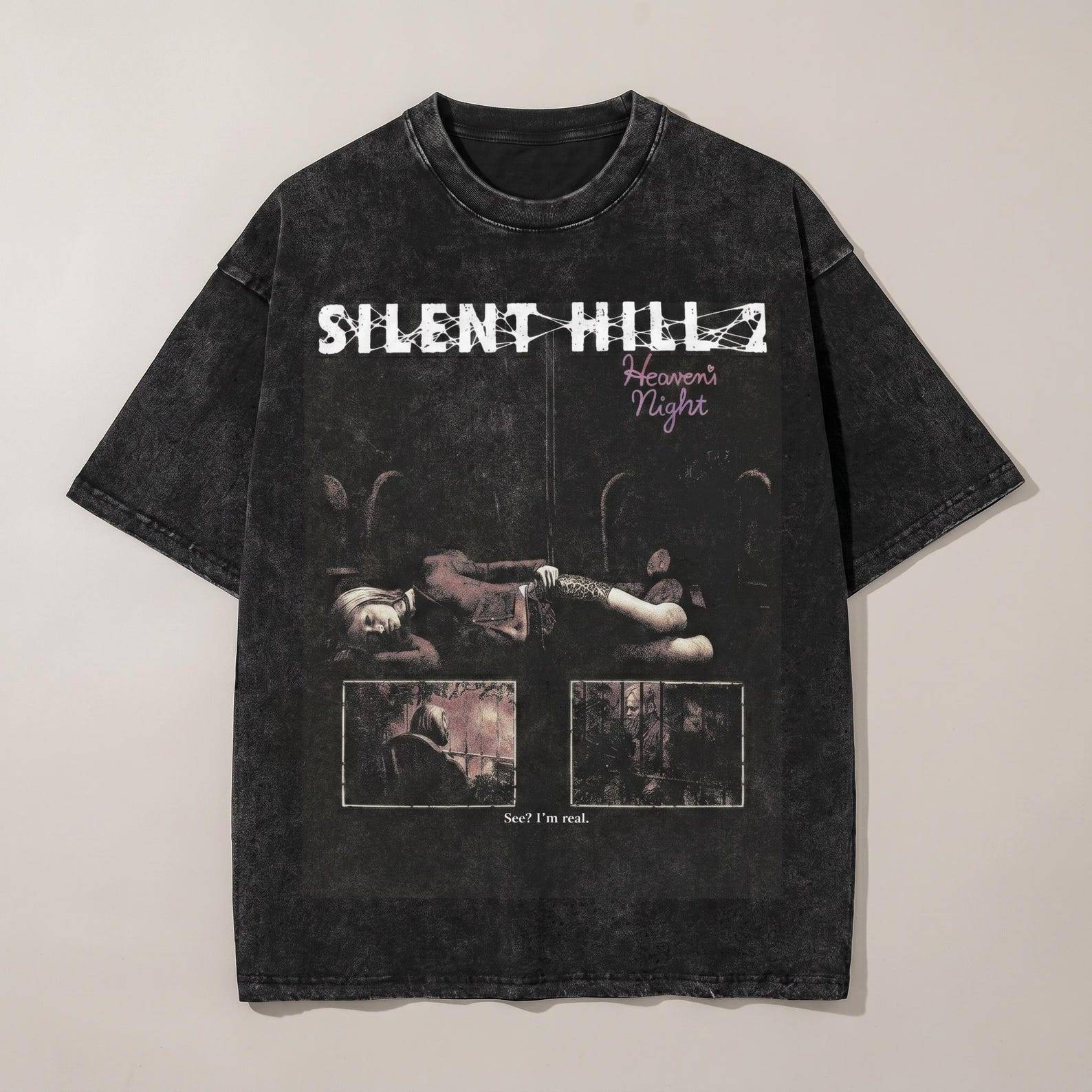 Silent Hill 2 Maria T-shirt | Heaven's Night Grafiskt T-shirt | Vintage Silent Hill T-shirt | Streetwear Unisex Spelartröja | Retro Present till Fan c