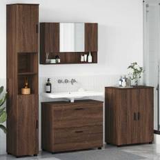 vidaXL Badeværelsesmøbel sæt med skuffe 4 pcs Brun eg 30 x 35 x 192 cm