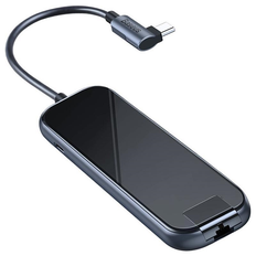Baseus Multifunktionell Hubb, 3xUSB-A 3.0, HDMI 4K, PD, RJ45 - Grå