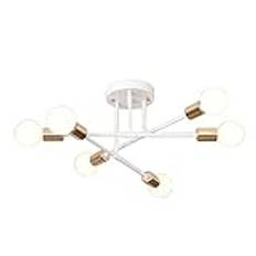 Sputnik Living Room Bedroom Decorative Chandelier Ceiling Lights Mid-Century Industrial 6-Head Iron Branching Ceiling Lamp Fixture E26 Semi Flush Mount Ceiling Pendant Light for Li