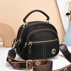 Apple-Shaped Crossbody Bag For Women With Soft Leather Texture, Large Capacity, Stylish And Versatile, Can Be Used As Shoulder Bag And Handbag, Best M - Black
