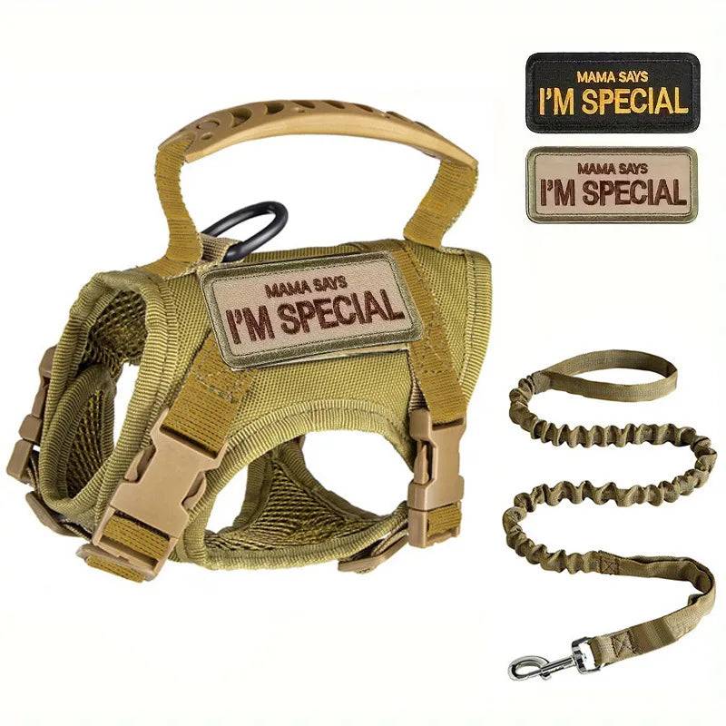 Tactical Military Vest Harness & Leash Set for Cats & Small Dogs - khaki