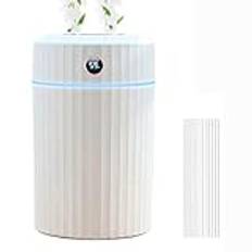 Luftfuktare, luftfuktare för sovrum, 2 l ultratyst sval dimluftfuktare, luftfuktare med 2 dimmlägen och 7 färger ljus och termohygrometer, aromdiffusor, automatisk avstängning, för växter baby yoga