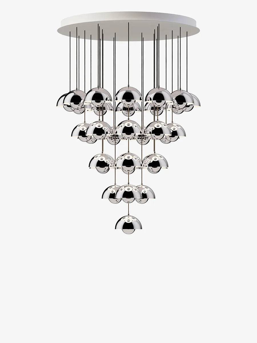 Flowerpot Chandelier VP10, 31 pendants fra &Tradition Chrome-Plated - Jacobsen Plus