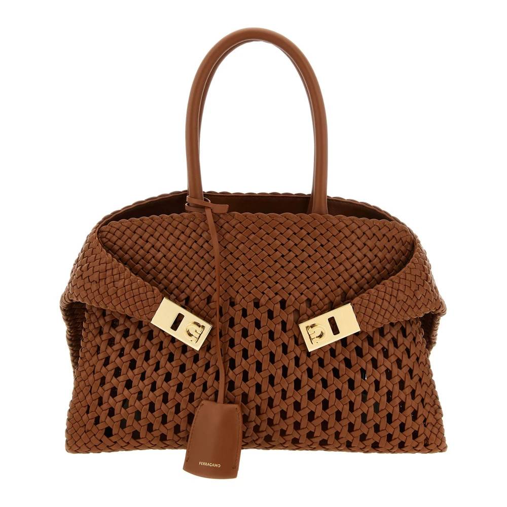 Ferragamo Hug Th S Vævet Læder Håndtaske - Tasker - Dame - Brun - ONE SIZE - Læder