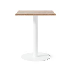 Cafébord Kvadrat - Runt pelarstativ, Storlek 60x60 cm, Bordsskiva Valnöt, Stativ Vit