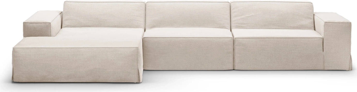 Chaiselongsofa Micadoni Jodie – venstrevendt hjørnesofa, beige strukturstof LINS, B284 D162 H77 cm
