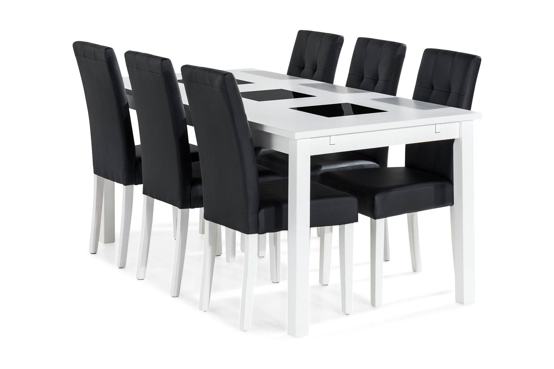 Jasmin Matgrupp 180 + 6 Stolar Utdragbart matbord - Vit / Svart Basic Home