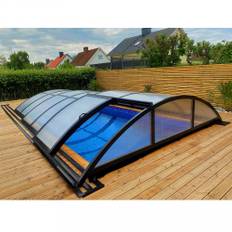 Pooltak 3x6m med sidodörr | Solid polykarbonat 4mm | Svart