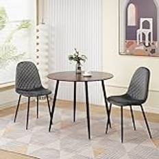 90 cm runt matbord natur träfanér effekt topp och svarta metallben 2 4 säten träbord perfekt för matsal restauranger pubar lägenheter (90 cm bord)