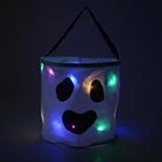 Nbbwwu Upplyst Halloween-hink - Spöklika godispåsar - bus eller godisväska Halloween-väskor, mångsidiga återanvändbara godhink för barn tonåringar