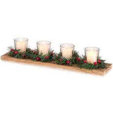Tischdeko Weihnachten Holz Weihnachtsdeko Set: Romadedi Kerzenständer Teelichthalter Für Weihnachts Tisch Vintage Kerzenhalter Deko Xmas Fensterbank KaminGeschenk, 42cm