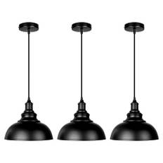 ASCELINA Industriell pendellampa, retro takbelysning, svart metalllampskärm med E27-bas för bondgård restaurang, loft kök kafé ljuskrona (svart 3-pack)