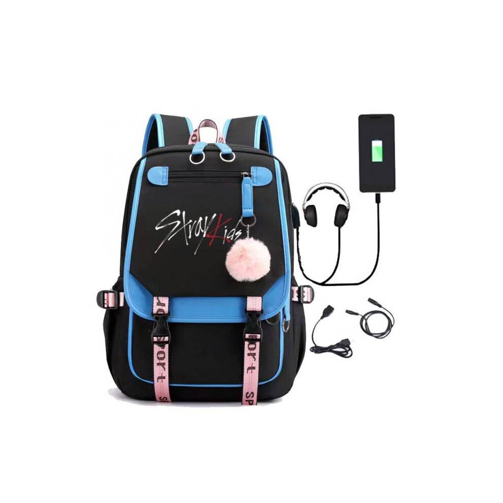 (pink) (blue) stray kids Backpack Mochila Kids Capacity Bags