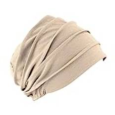 LSGGTIM Turban dam kemo-huvudbonad, cancermössor huvudduk damer bandana beanie hatt bomull kemohattar slouchy turban sovmössa cancer hatt huvudbonad för kvinnor cancer håravfall, Beige