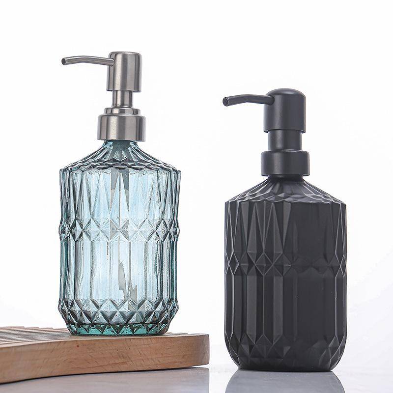 Glas Handtvåldispenser Med Diamanttextur Och Rostfri Pump För Badrum Köksbänk grön