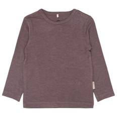 Mikk-Line Kid's Wool/Bamboo L/S Top Merino-shirt Børn størrelse 80 farve lilla/brun