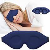 ZGGCD 3D-sovmask för sidosovare, ljusblockerande sovmask för kvinnor män, konturerad kopp natt ögonbindel, lyxigt ögonskydd med justerbar rem för resor, tupplur, blå