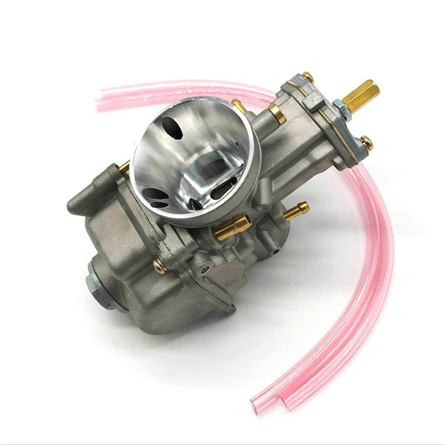 28 mm platt spjällförgasare för skoter ATV 2-taktsmotor 80cc 100cc 125cc 250cc 350cc Yamaha Honda Suzuki Kawasaki GASGAS Med justerskruv Svart