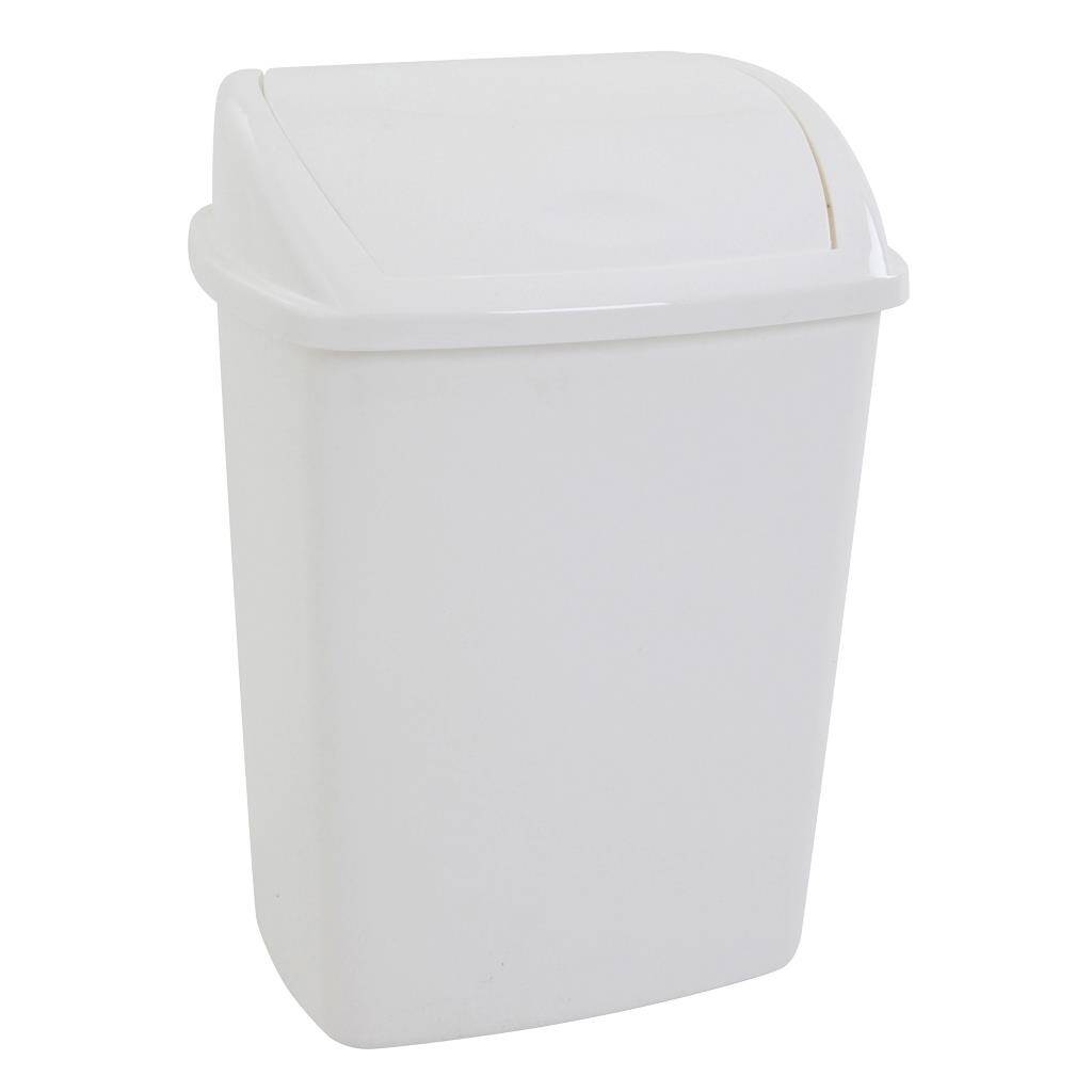 Affaldsspand hvid plast med svinglåg, 26 ltr