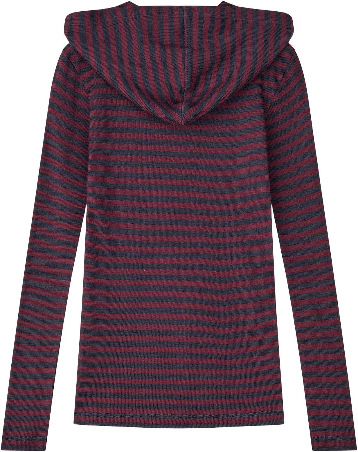 Mads Nørgaard - Copenhagen 2x2 Cotton Stripe Tally Hoodie Str 6 år - Blå/rød Langærmede T-shirts Bomuld hos Magasin.