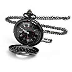 Vicloon vintage fickur, retro kvarts fickur, fickur med kedja, retro fickur män med kedja, fickur för män, kvinnor, far, morfar, födelsedag, årsdag, Pistolsvart
