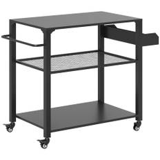 Udendørs serveringsvogn med 3 niveauer, sort metal, 105 x 50 x 79 cm