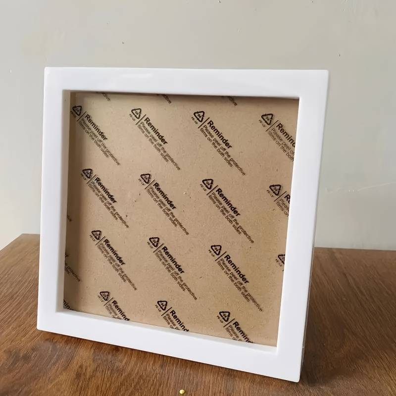 1pc White Plastic Frame, Square Photo Frame, Diamond Cross Stitch Frame, Self-mounted Photo Frame, Hanging Display Decoration, Home Decoration