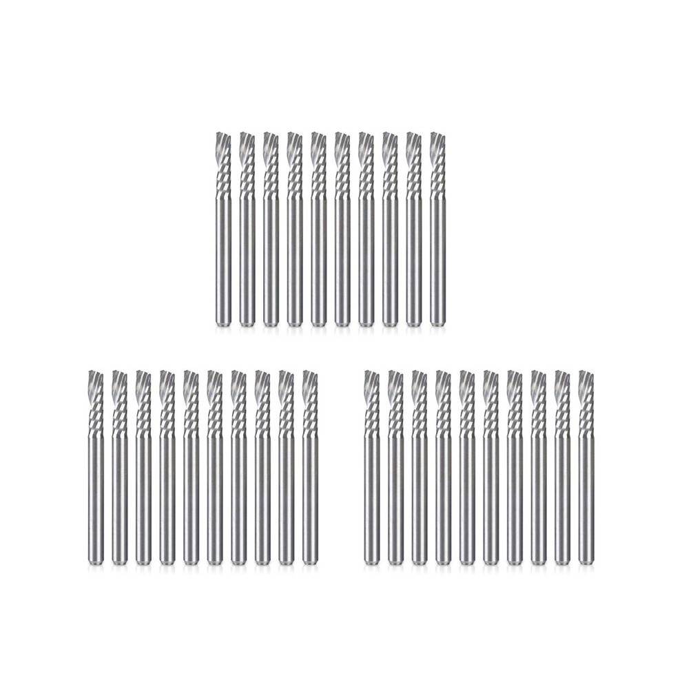 30 Pack CNC Router Bits 1/8 Inch Shank Spiral Upcut Router Bit Single Flute End Mill Set Milling Cutter Tungsten Steel
