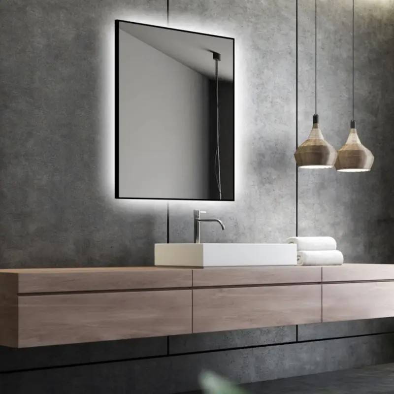 Nordic Bad Frida 1, LED-spejl med sort ramme, 120 x 80 cm