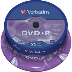 Verbatim DVD+R, 16x, 4,7GB/120min, 25-pack spindel, AZO