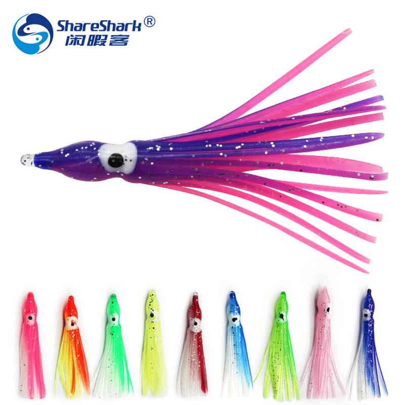 Custom octopus skirts rigged tracing squid skirt fishing lure Trolling Lure Saltwater Glow Soft Plastic Squid Bait