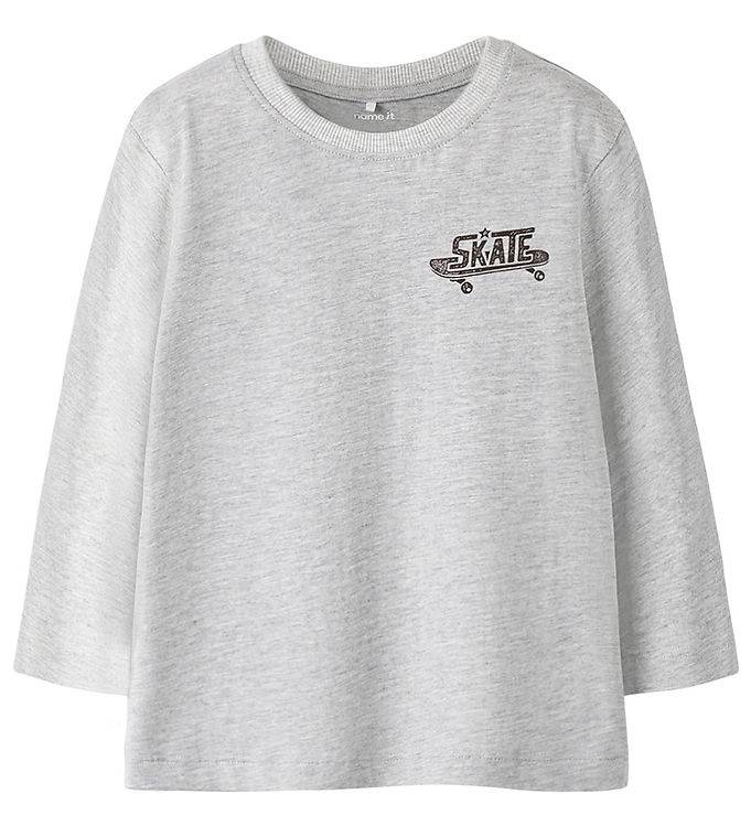 Name It Bluse - NmmBertram - Light Grey Melange - Name It - 4 år (104) - Bluse