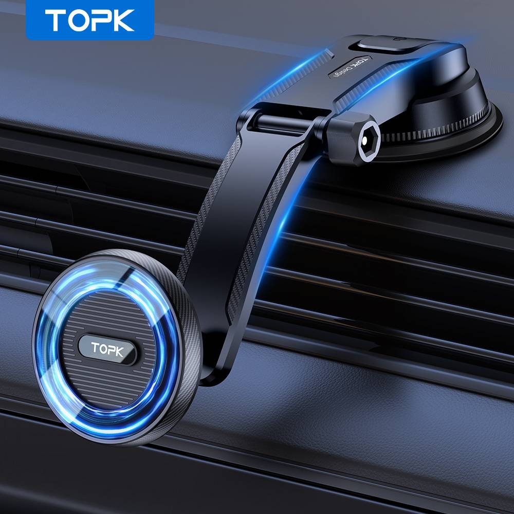 TOPK for MagSafe Car Mount [20 Super Magnets] Magnetic Car Phone Holder, Dashboard Phone Holders for Your Car Mount,One-Hand Use