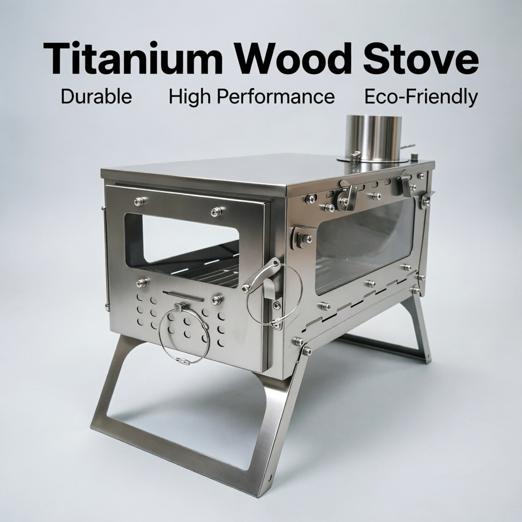 TiForge Pure Titanium Folding Wood Stove, Outdoor Tent Heater, Camping Hiking Campfire & BBQ Stove