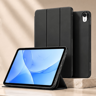 Skyddande fodral för Honor Pad X8A, smart viloläge/väckning, tri-fold-ställ, luftkudde stötsäkert, modernt PU-läder, kompatibelt med MatePad SE11", Pa - Svart (Multi-size)