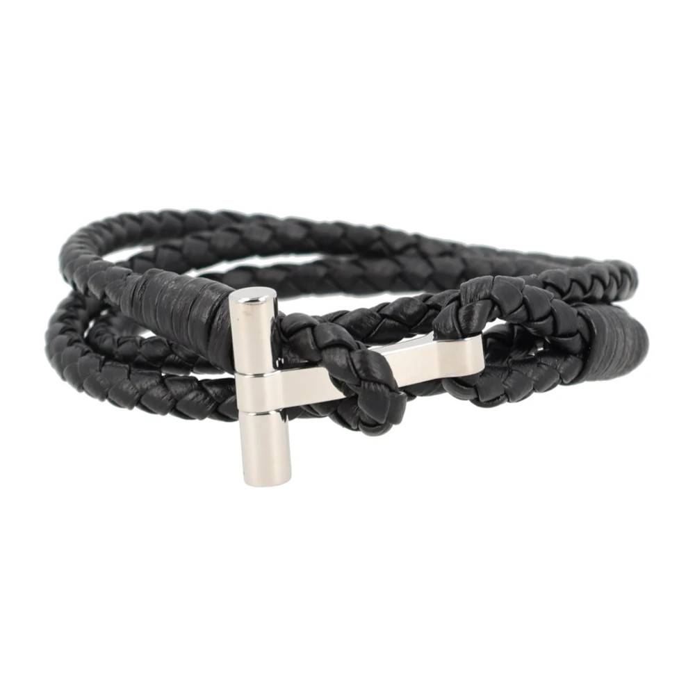 Tom Ford - Braided Leather T Bracelet Accessoarer - Herr - M - Läder