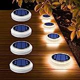 YiLaie Solcellslampor för utomhusbruk, sollampor för trädgård, 360° LED soltrapplampa, IP68 vattentät med automatisk på/av golvlampor, varmvit 2 700 K, paket med 4