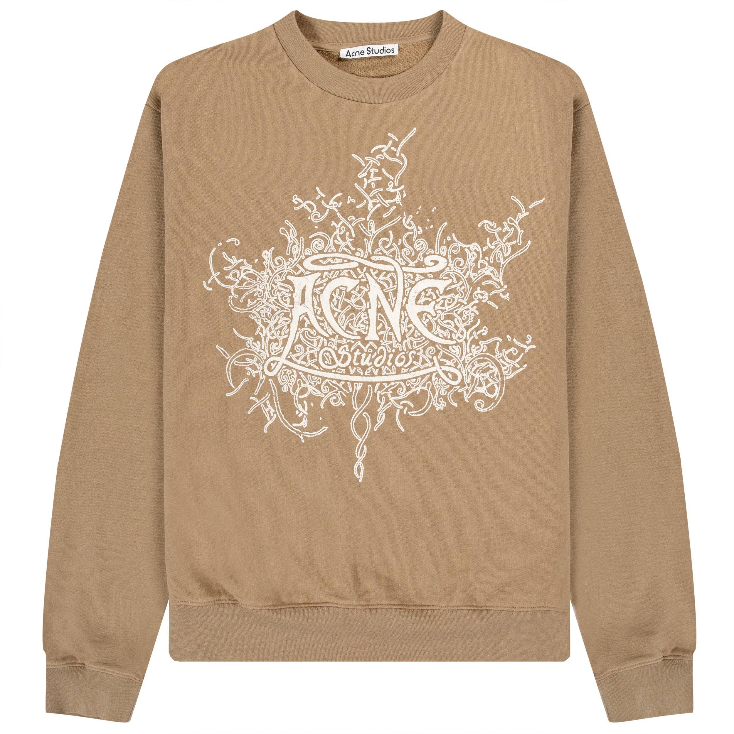 Acne Studios Glow In The Dark Logo Crewneck Sweatshirt Dark Beige