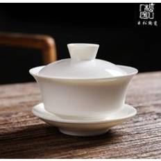Keramiskt vitgods lock skål tre-krafts te skål jade porslin lock kopp stor kung fu te set gaiwan sopera de ceramica - Gaiwan d