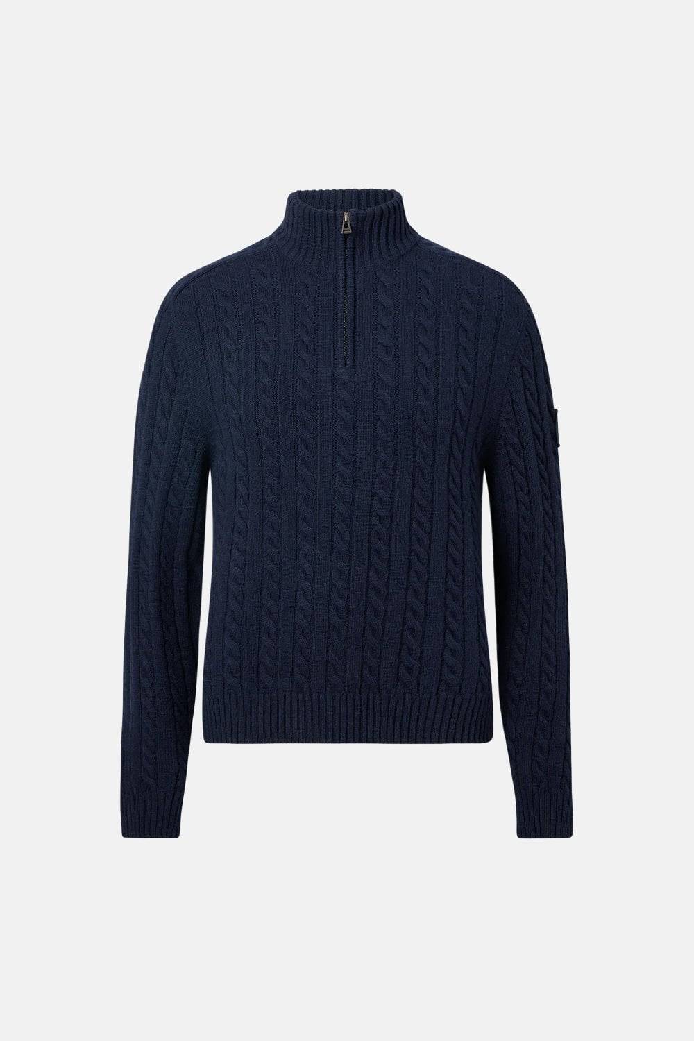 BELSTAFF WESTPORT QUARTER ZIP SWEATER Size: L, colour: NAVY