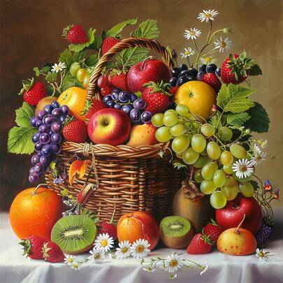5D Multi-Fruit Pattern Kreativ oramad diamantmålning, Helsyntetisk Diamant DIY Mosaic Craft, Heminredning, Vuxen- och nybörjarfritidsgåva, Ramlös, Fle - Multifärgad (Multi-size)